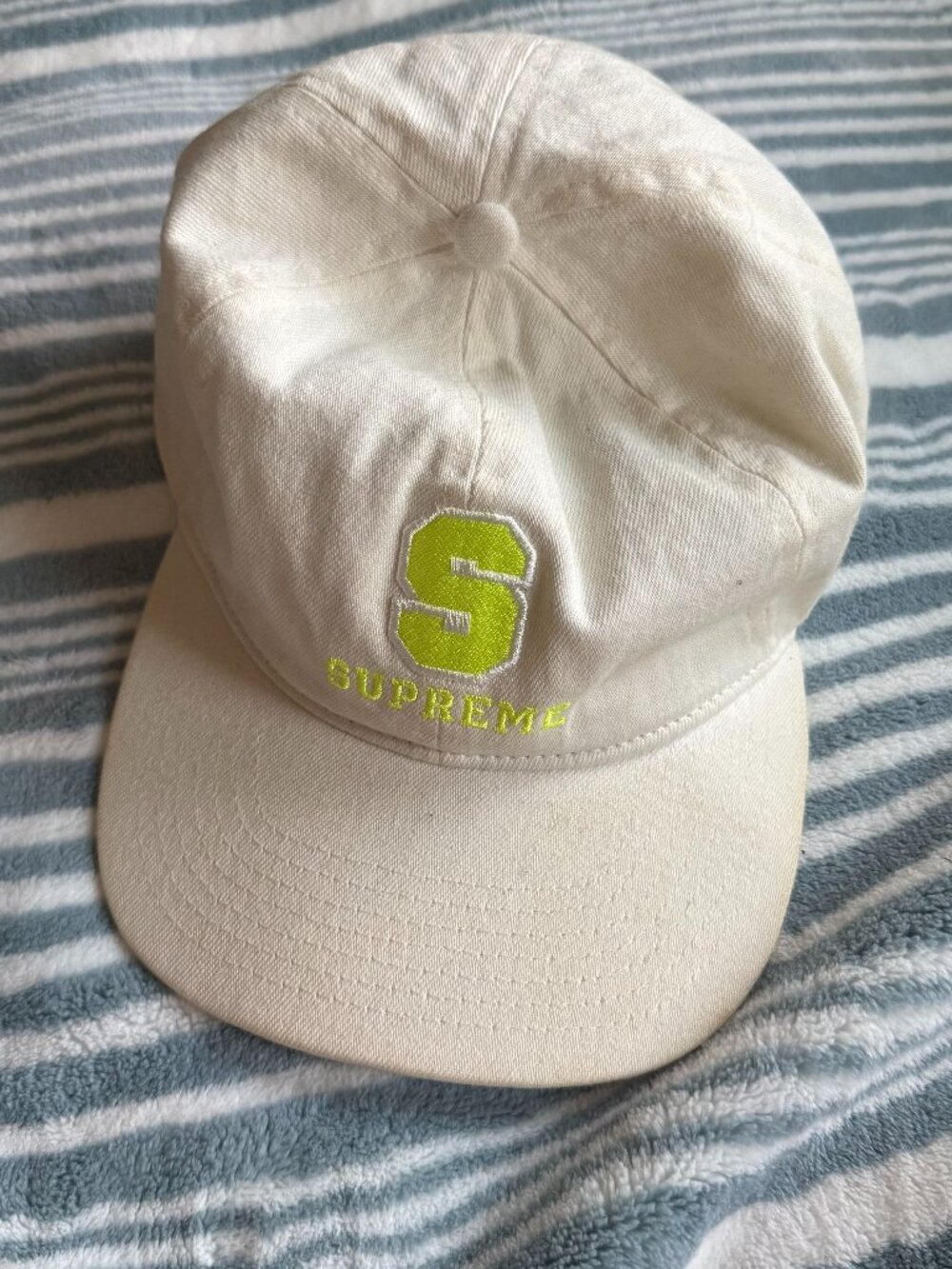 Supreme Cream Green Logo Patch Baseball Cap M